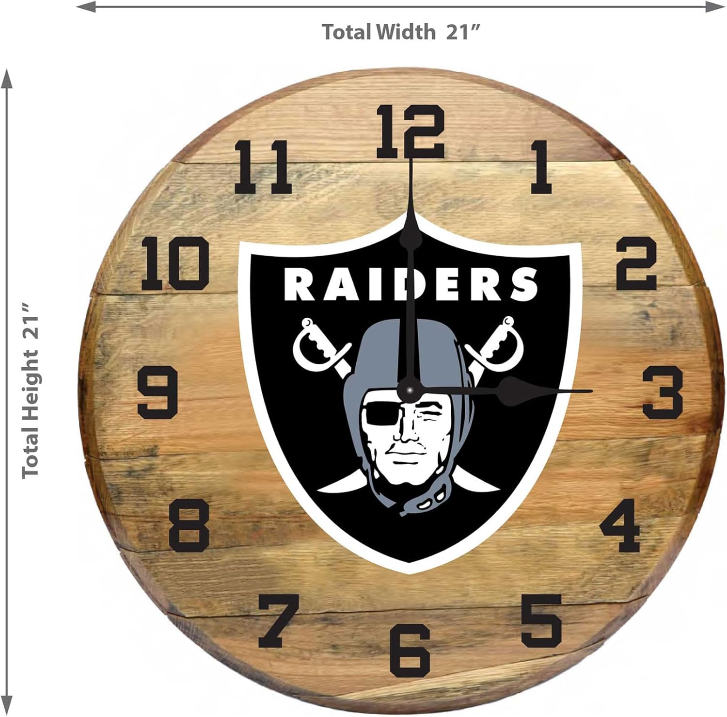 Imperial Las Vegas Raiders Oak Barrel Clock