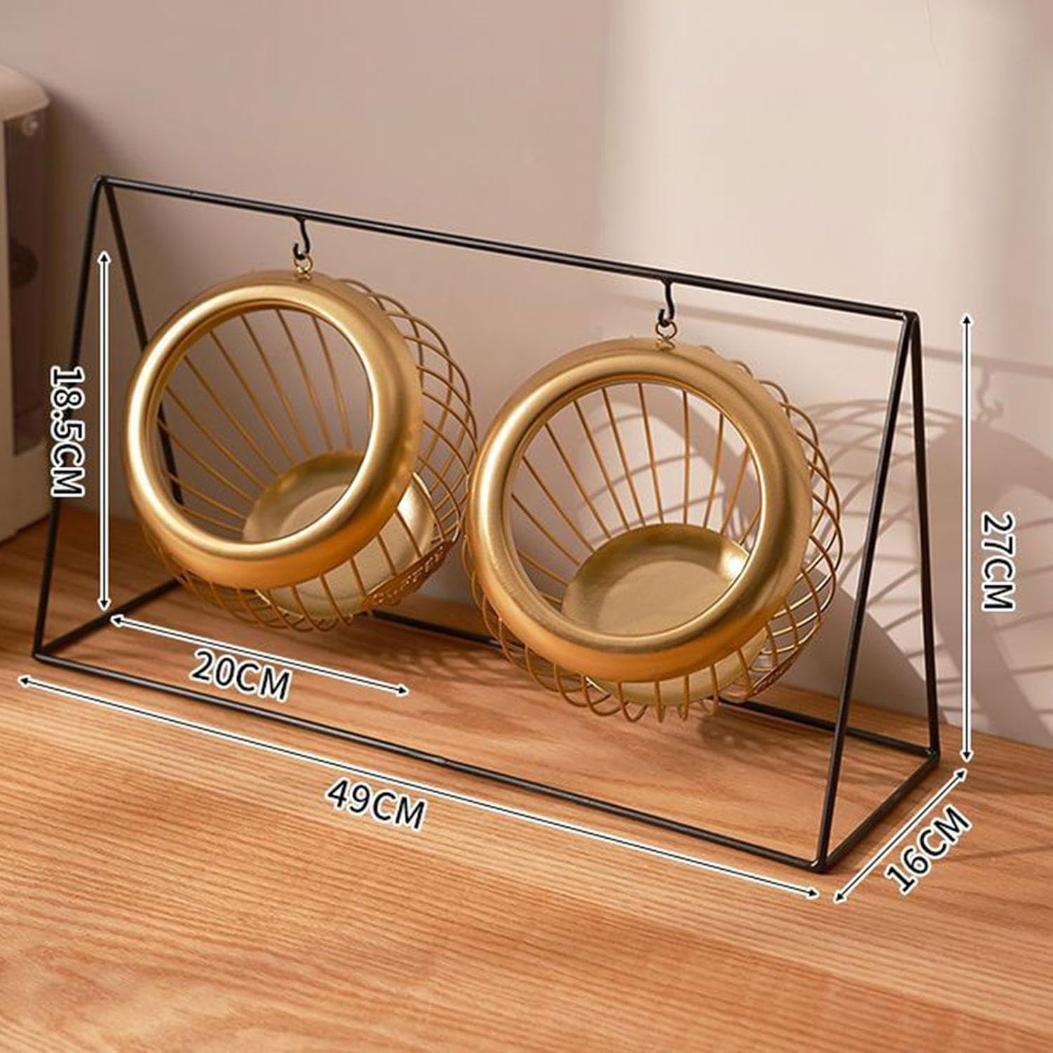 Coffee Pod Holder Fruit Bowl Multifunctional Snack Candy Container Wrought Iron Storage Basket for Kitchen Office Livingroom, Gold