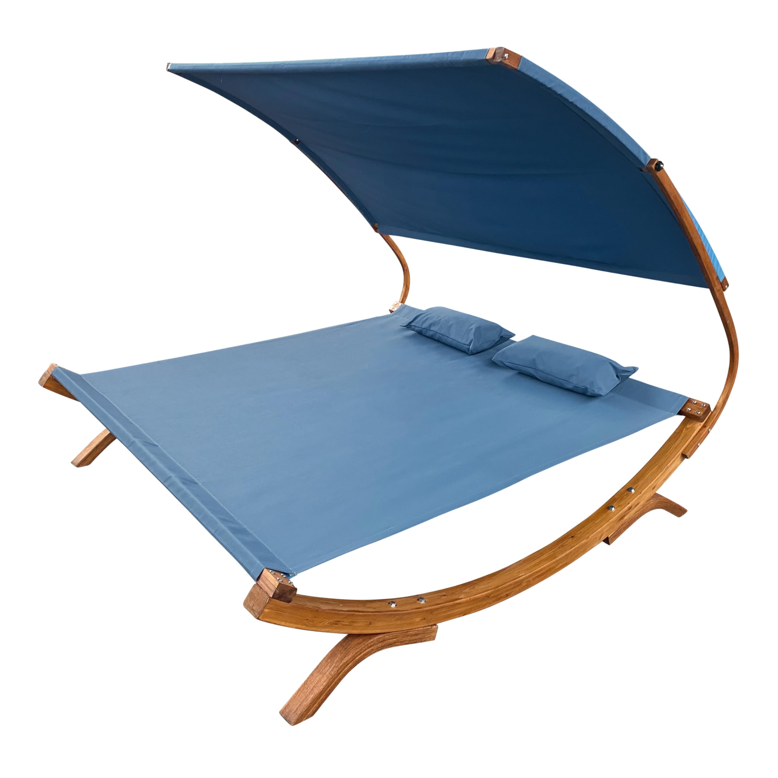 AXI Mallorca Chaise Longue de Jardin en Bois pour 2 Personnes | Lit de Jardin XXL avec Toit Solaire pour l'extérieur | Bain de Soleil Double en Bleu