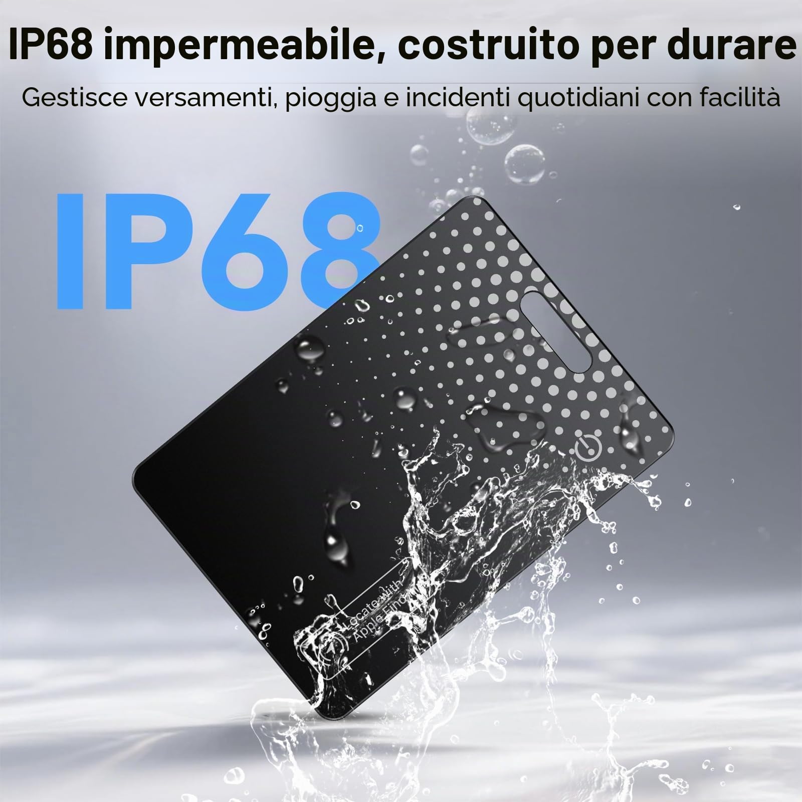 TIMU Air Tag Card Compatibile Apple Dov'è IP68 Impermeabile Wallet Tracker 1.7 mm Slim Smart Card Bluetooth Localizzatore per Valigie Portafoglio (Nero)