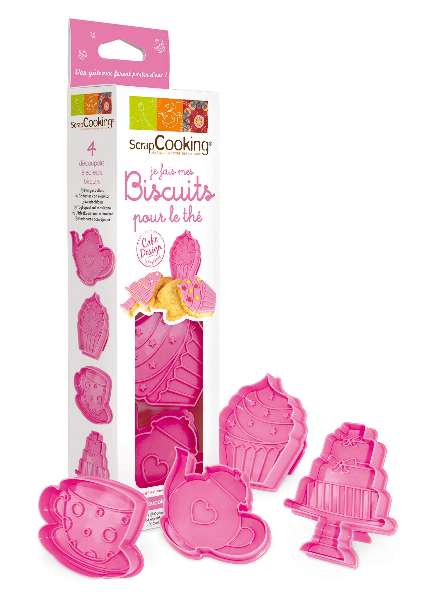 Biscuits pour le thé kit Scrapcooking 2033 rose en plastique et ABS pour pâtisserie