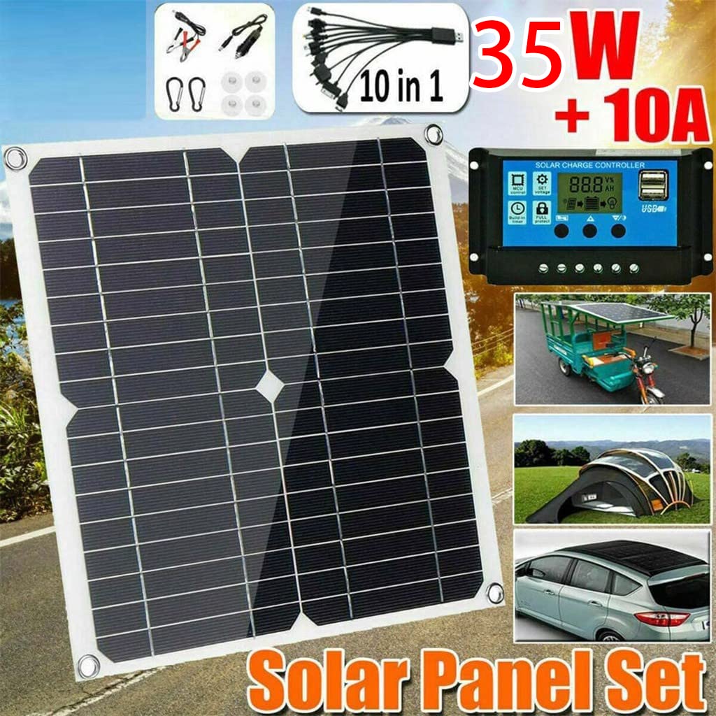 Kit de panel solar, módulo solar USB de 80 W 12 V, panel solar flexible con controlador de cargador, para RV/camping/hogar/exterior, para carga de batería en vehículos y barcos