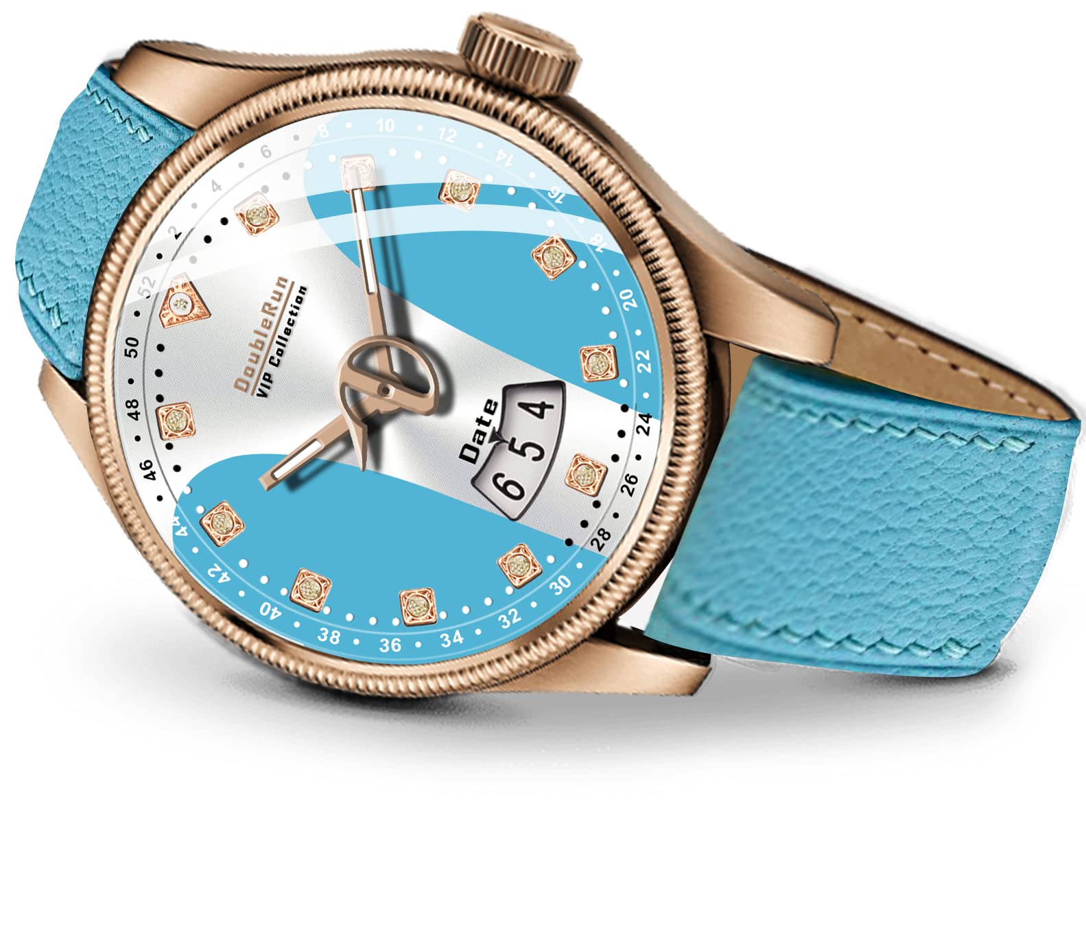 DOUBLERUN 10032 Date Display Tow Tone Sky Blue Dial Leather Belt Analog Watch - for Men (B0BTWXVSJ4) Amazon Price History, Amazon Price Tracker