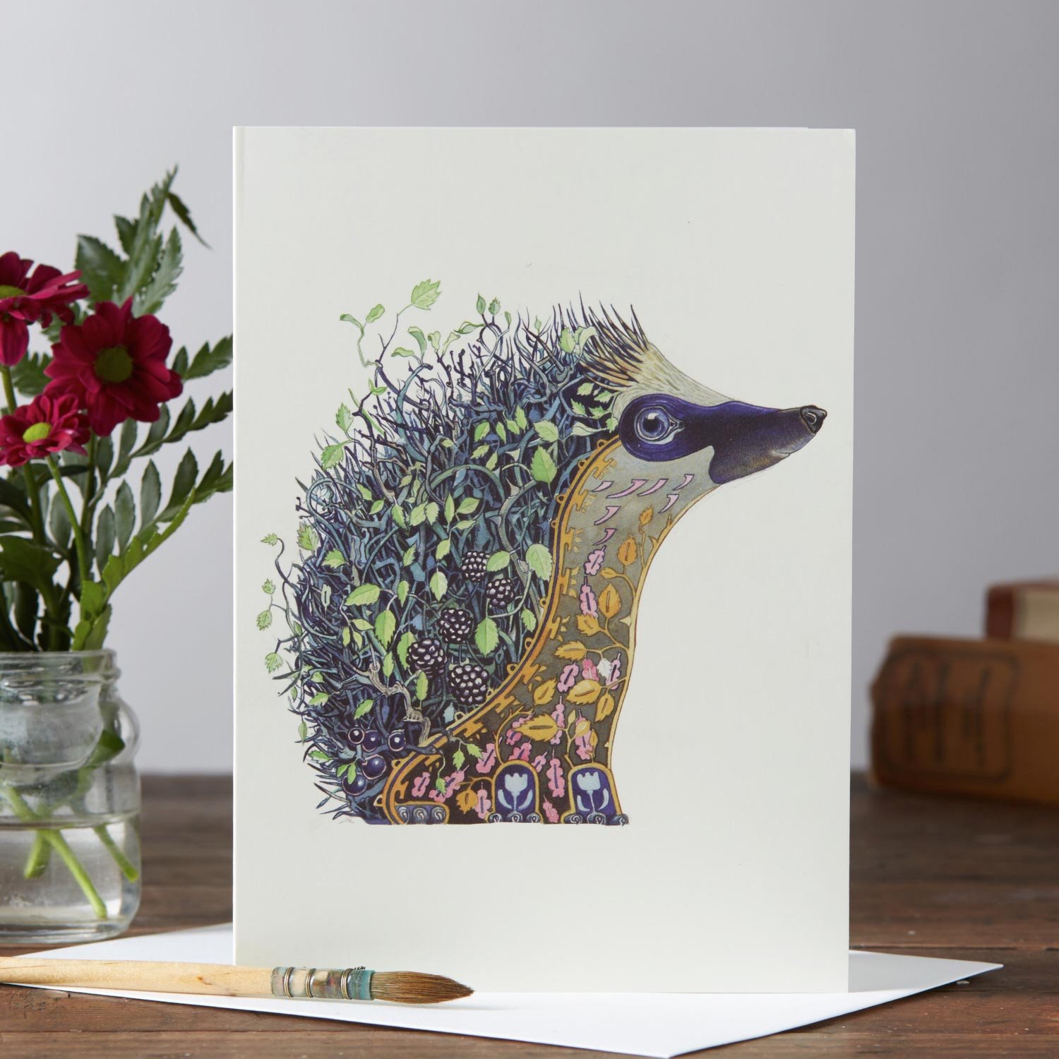Hedgehog at Night Card Daniel Mackie Designs 7 x 5 inches wrapped in cello with envelope