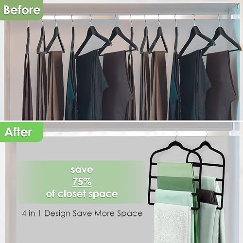 Miniatura 7 de 30 perchas de terciopelo negro + 6 perchas negras para pantalones