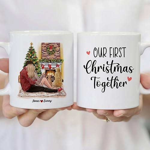 Miniatura 4 de Gossby Taza de café de Navidad personalizada para parejas y 2 perros, regalo de Navidad personalizado para pareja con diseño, nombre, regalo de