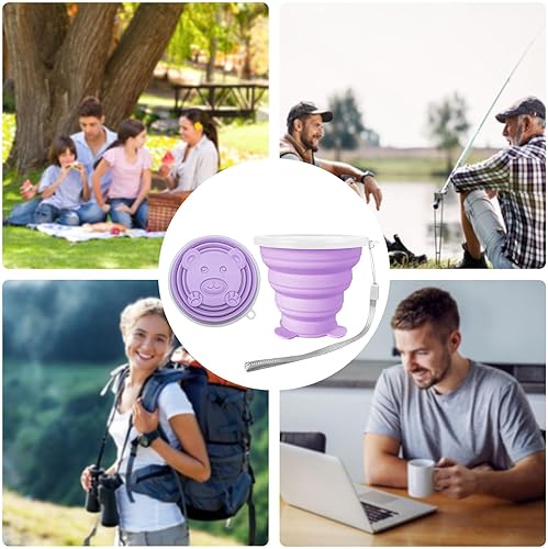 Miniatura 10 de FINDWORLD Taza plegable  Taza plegable de silicona  Taza plegable expandible  Taza portátil reutilizable para viajes campamento senderismo