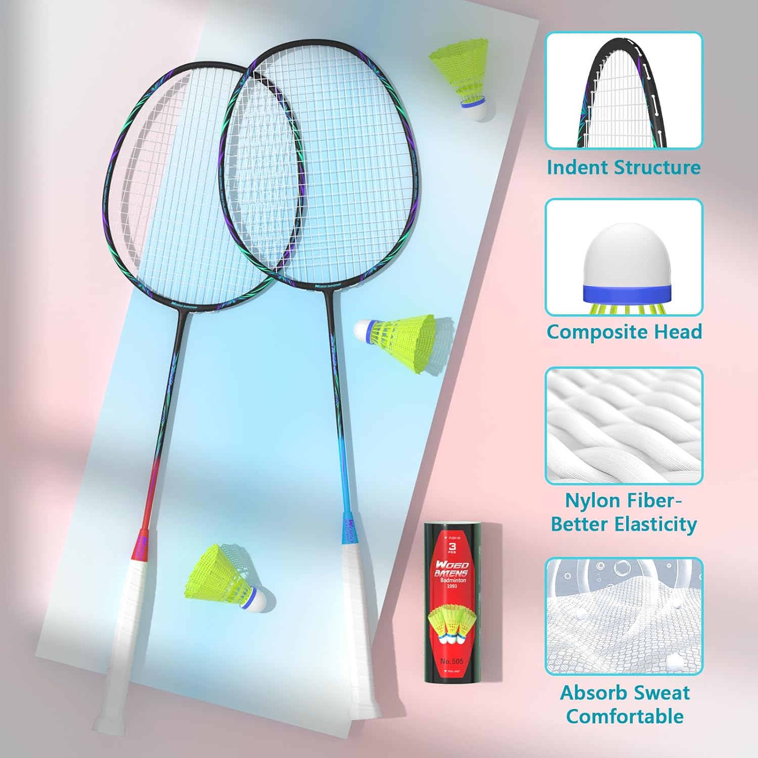 Professional Carbon Fiber Badminton Rackets Badminton Racquet for Backyards Gym