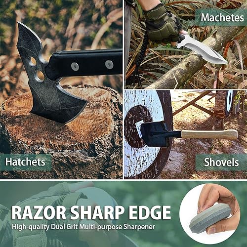 Miniatura 24 de NedFoss - Disco afilador con estuche, piedra de afilar de grano dual para exteriores, herramienta multiusos para afilar hachas, hachuelas