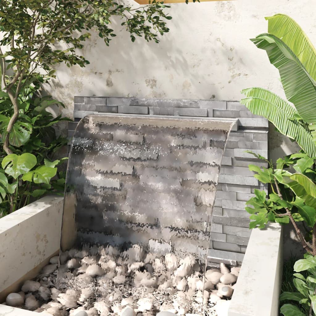 Cascata da piscina rettangolare in acciaio inox SS 304, 110 cm, decorazione da giardino con ampia uscita dell'acqua per terrazza, balcone, laghetto, cortile, atmosfera rilassante ed elegante