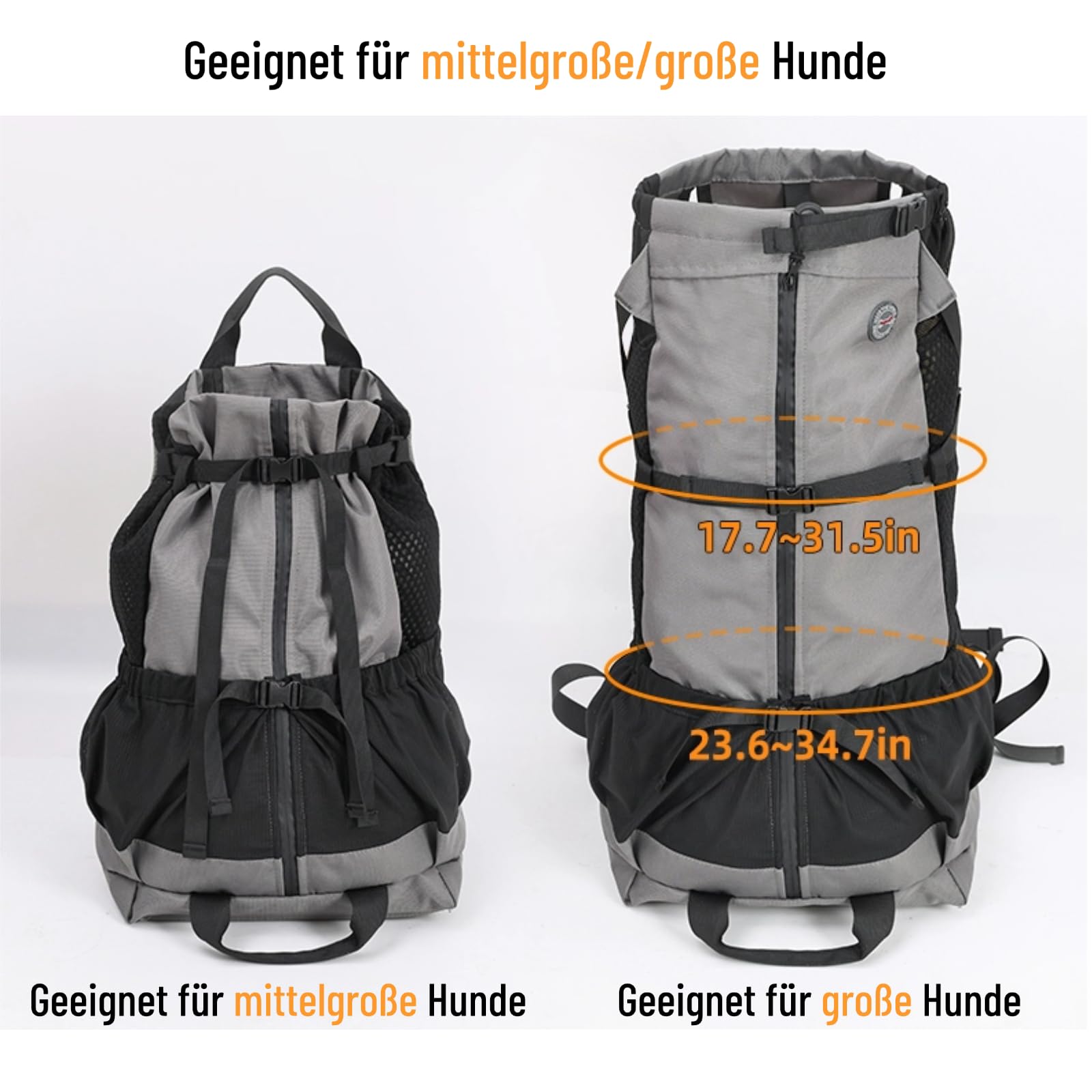 Hunderucksack bis 35kg – Belüfteter & Wasserdichter Haustier-Rucksack für Große Hunde, Ergonomischer Wanderrucksack mit Sicherheitsleine für Outdoor, Fahrrad & Camping