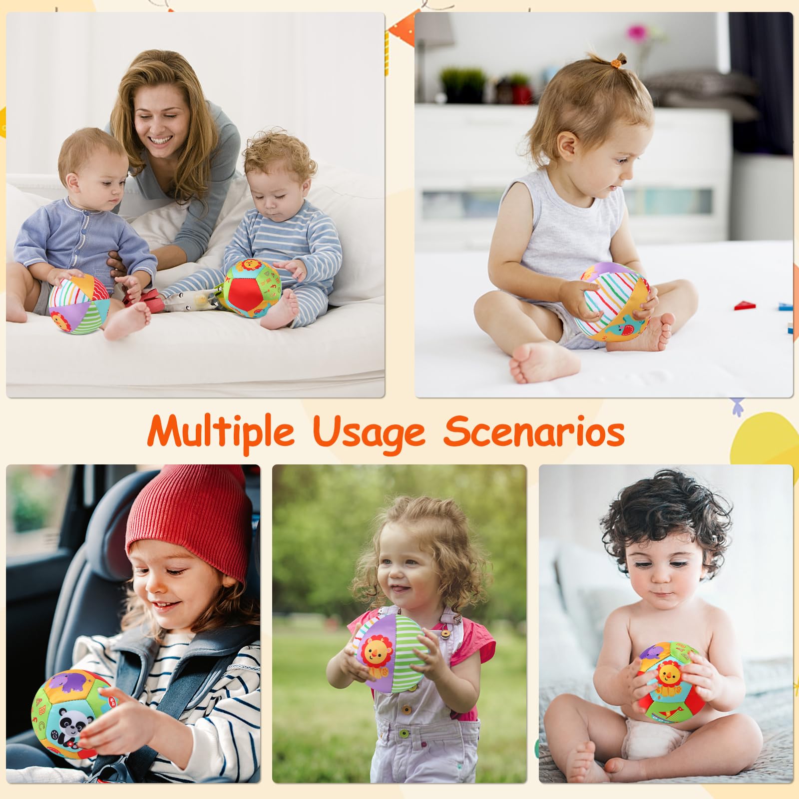 RUIYELE 2 Pcs Baby Soft Balls Baby Ball Soft Balls for Kids Indoor Ring Bell Ball Music Sense Learning Toy Educational Toy