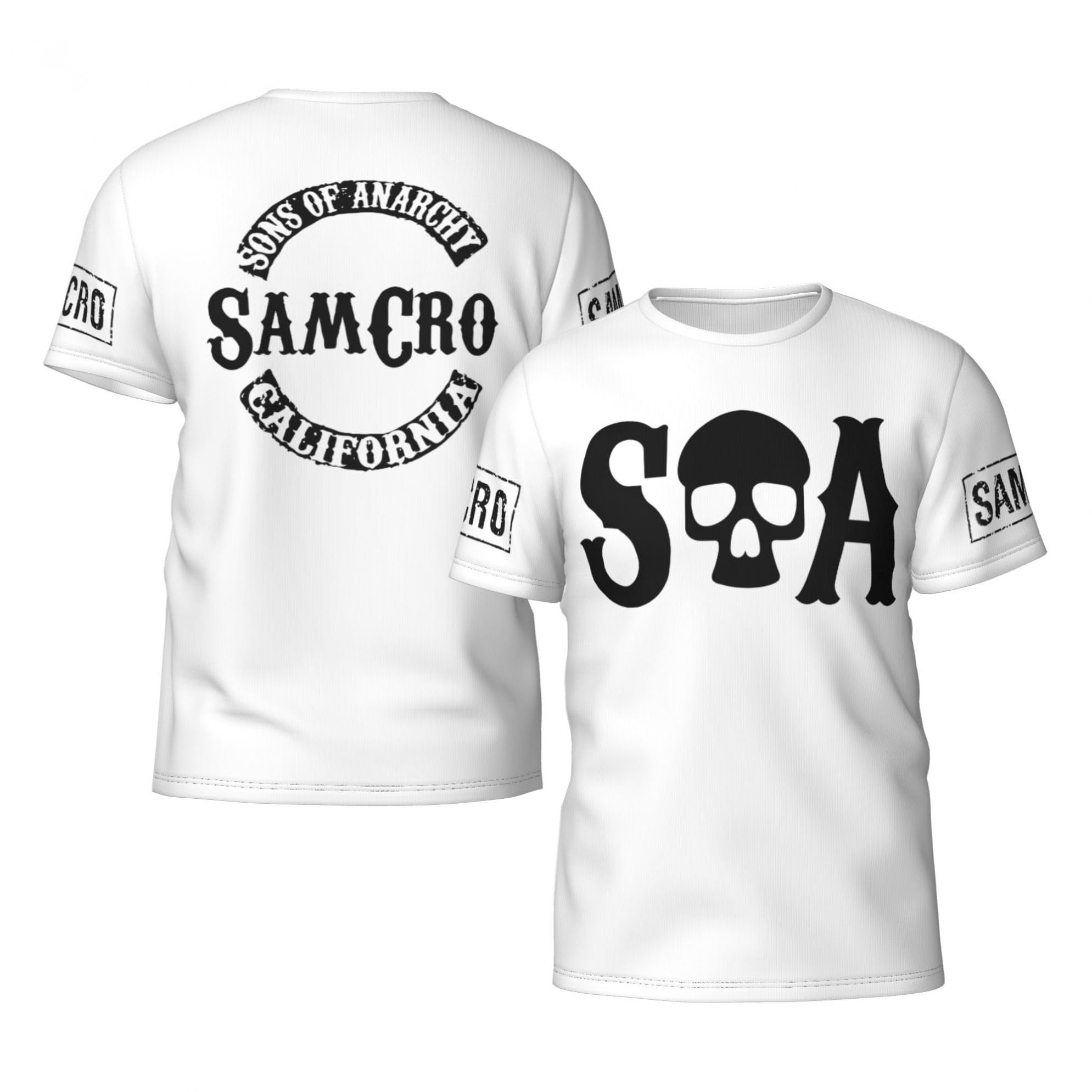 KESATUOT Mens Anarchy TV Series Sons All Over Print Shirts Colorful Tshirts Crewneck Short Sleeve Graphic Tees for Man Multicoloured L