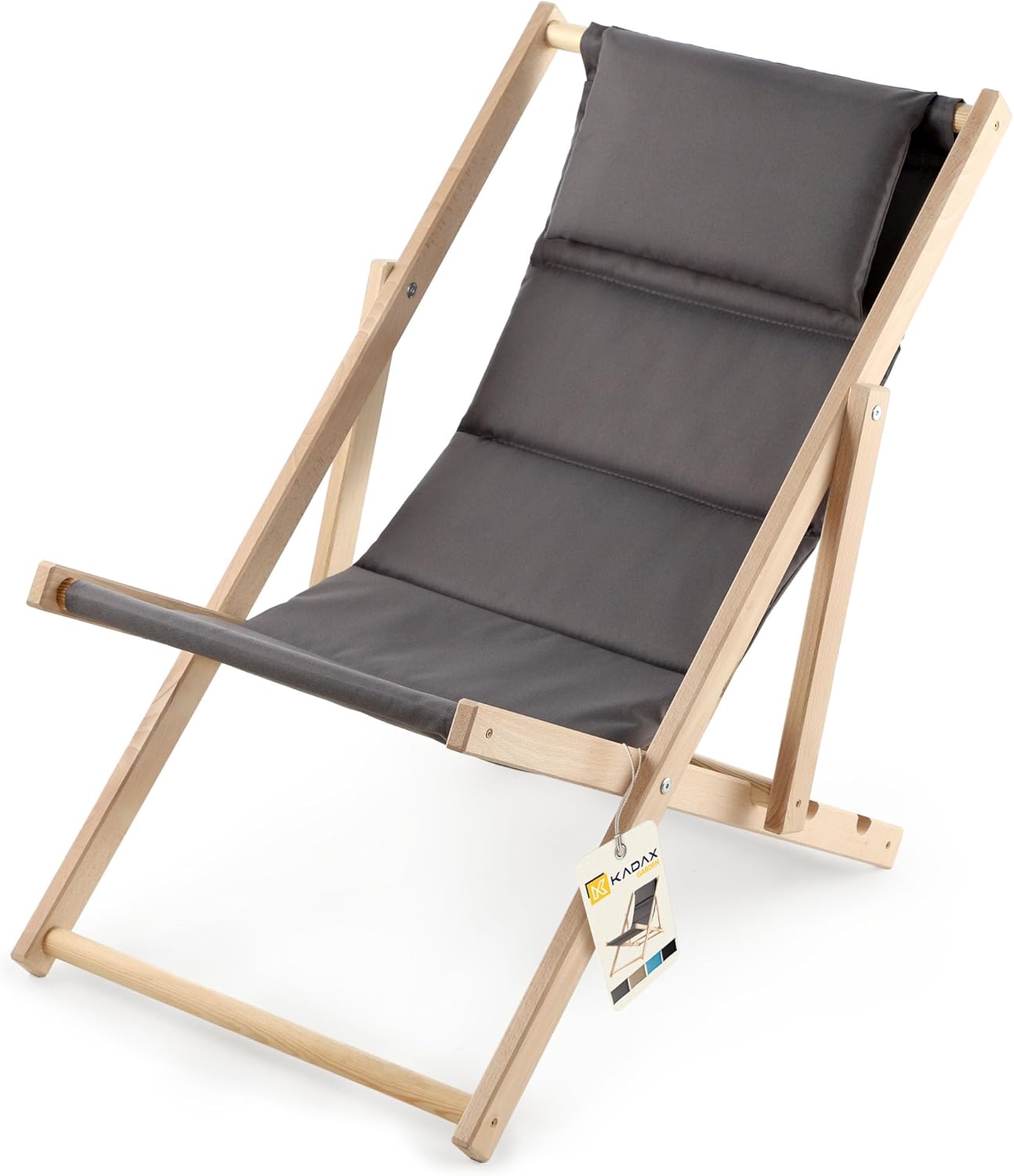 KADAX Liegestuhl, Strandstuhl aus Holz, Sonnenliege bis 120kg, Liege