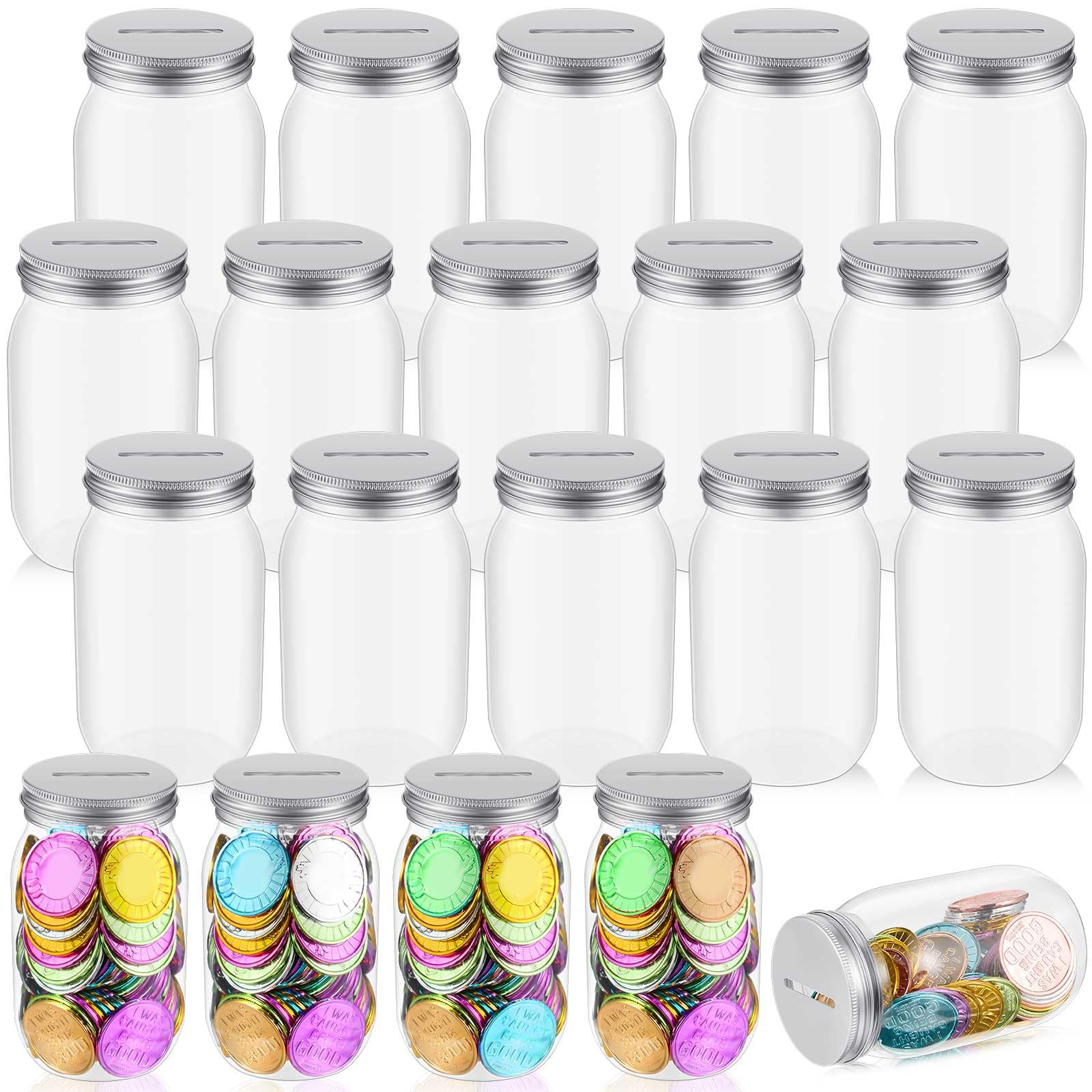 Photo 1 of Roowest 12 Pcs Coin Jars for Behavior Tokens Bulk Plastic Reward Jars for Kids Token Classroom Behavior Management Back to School Supplies Teacher Tools