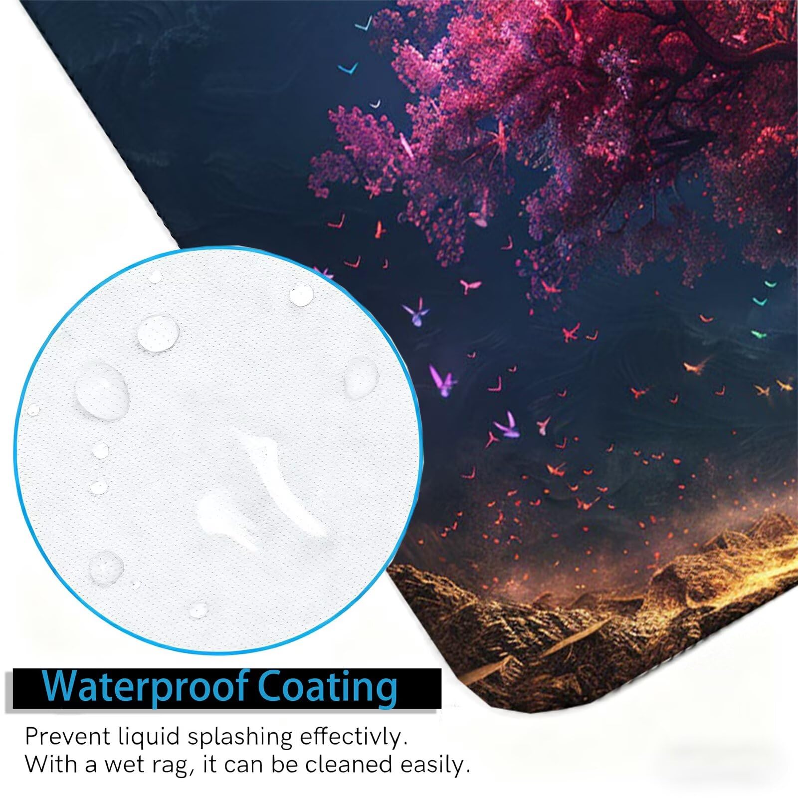 Tappetino Mouse XXL Blu 150x1061 cm Mousepad Rosa Sottomano Scrivania Gaming, Base in Gomma Antiscivolo, Bordi Cuciti Rinforzati, Tappeto Mouse Grande per PC Desktop, Regalo Festa del Papà H0-982