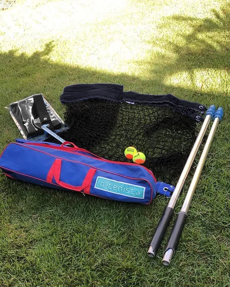 Kit Beach Tennis - Portátil Postes Retrátil, Rede de Beach, Fita de marcação Profissional e bolsa (Preto)