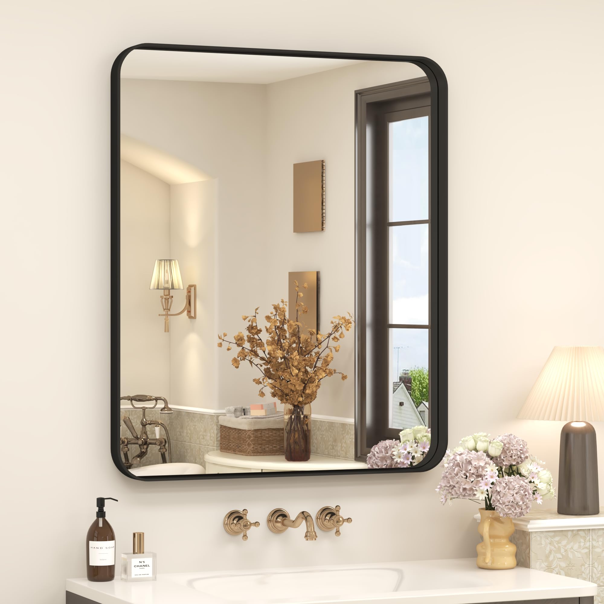 CHARMOR 20x24 Inch Black Rectangular Mirror