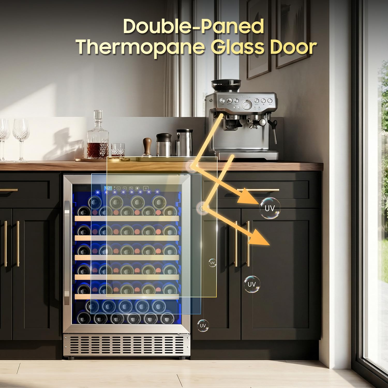 24 Inch Wine Fridge 54 Bottle Wine Cooler Refrigerator Freestanding/Built in, Compressor 4.9Cu.Ft Wine Cooler w/Lock & LED Display, 41℉-64℉ Digital Control Fridge, Housewarming Gifts for Wine Lovers on Fridge.com