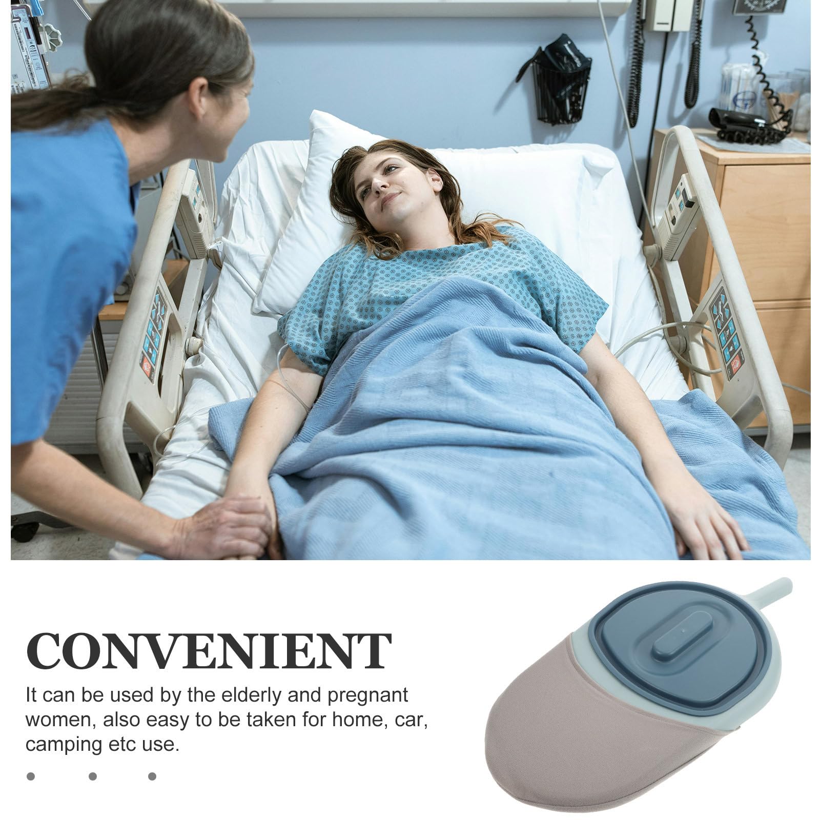 TEHAUX Padella da Letto Portatile per Anziani e Pazienti Disabili Coperchio Plastica Resistente e Superficie Liscia Vaso da Notte Compatto per Uso Domestico Ospedale e Colore Casuale