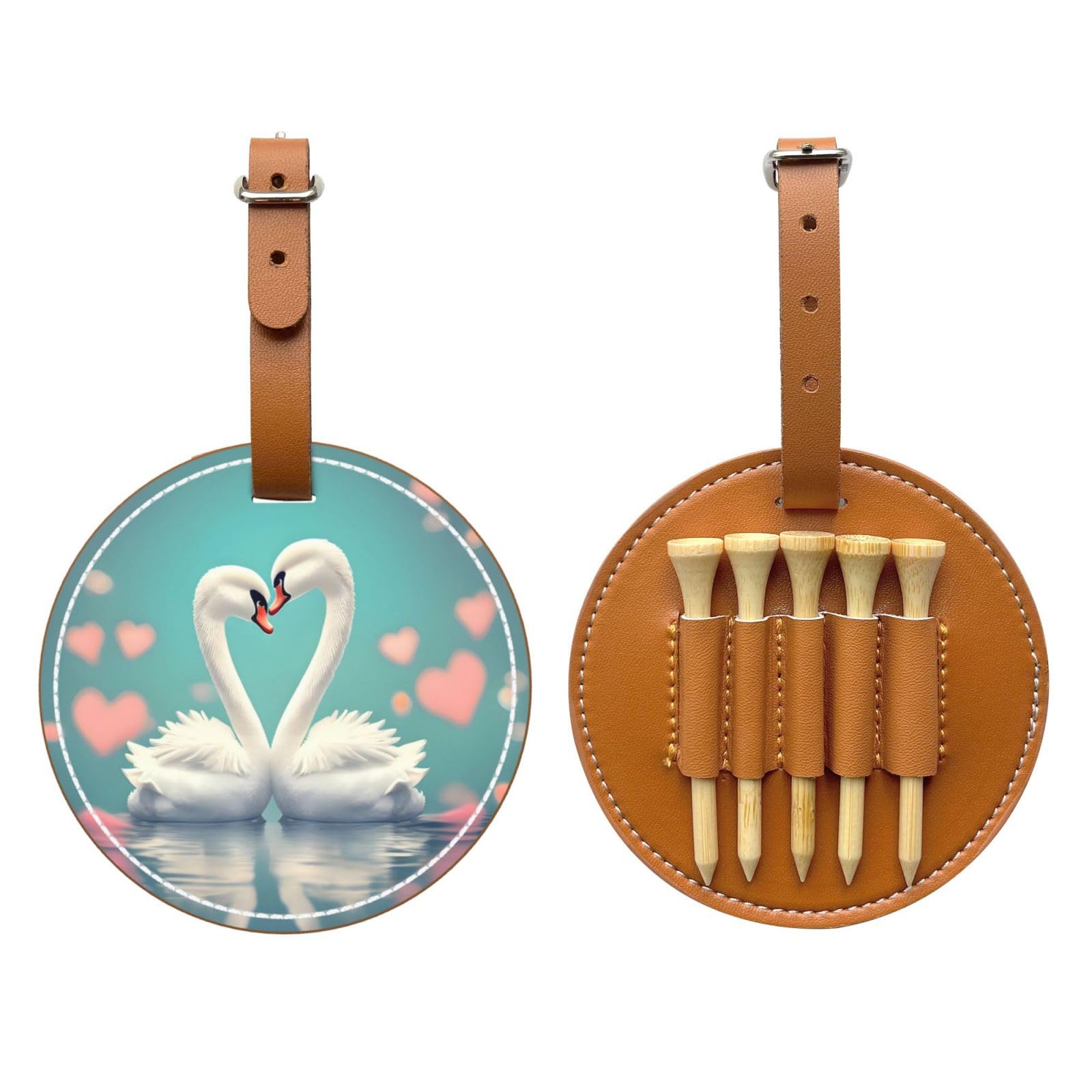 WXXWXD The swan in love Printed Golf Tee Storage Bag - Portable Storage, Easily Organize Tees