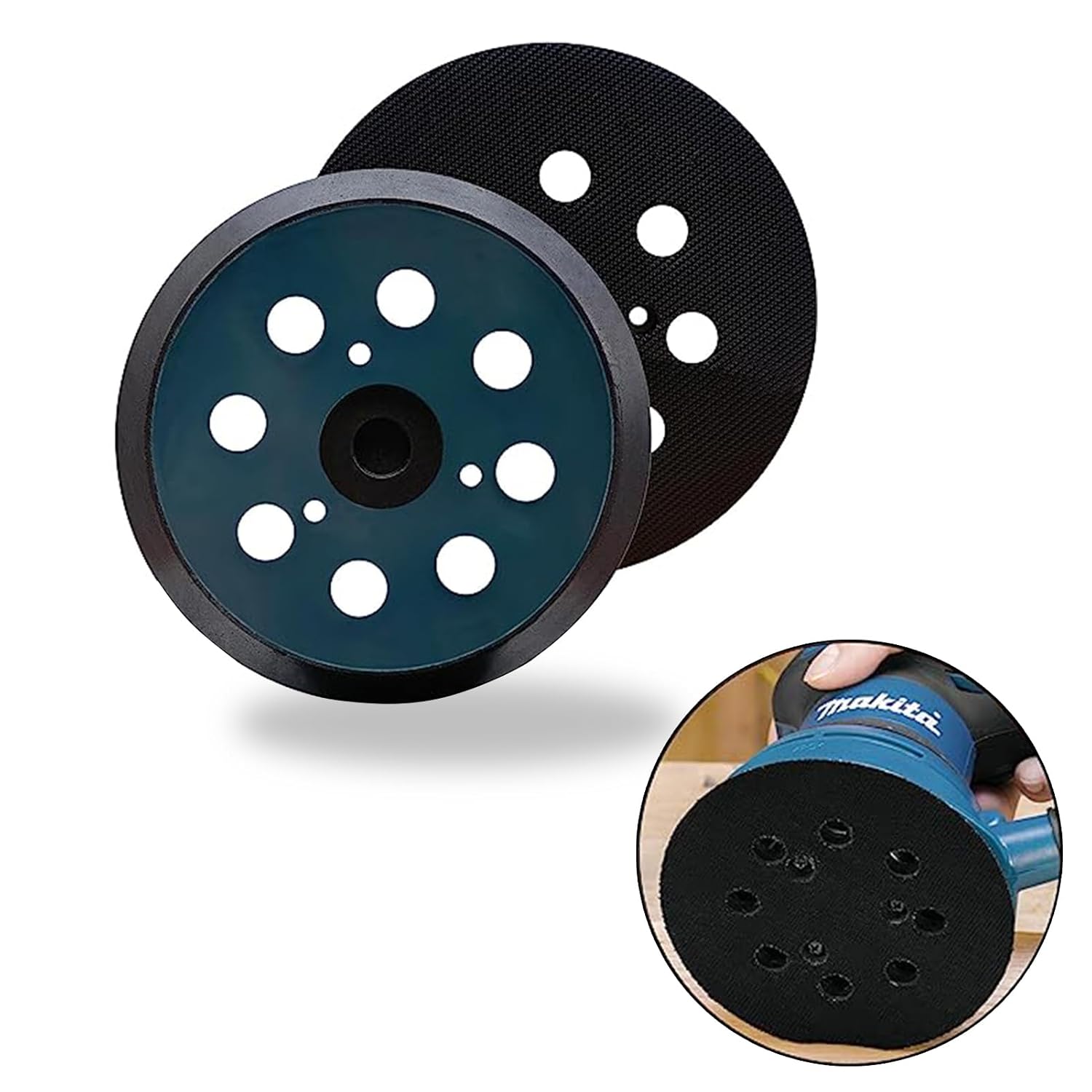 2PCS 5 Inch 8 Hole Hook and Loop Orbital Sander Replacement Pad for