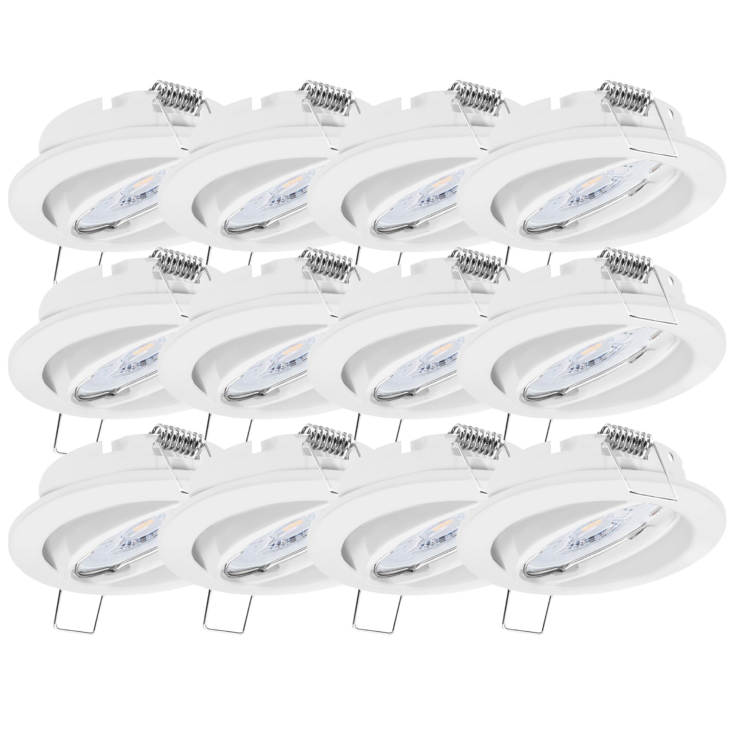 Oktaplex 12x Set Dijon LED Spots 230V 3-Step dimmbar schwenkbar flach | 22mm Einbautiefe, Warmweiß 2700K, Lochmaß 68mm, 4,8W, 380lm, 110°, Einbaustrahler Weiß, rund