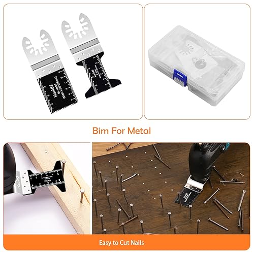 Miniatura 2 de 122 hojas de sierra oscilantes de metal, cuchillas multiherramienta para madera y plástico, cuchillas oscilantes de liberación rápida, compatible