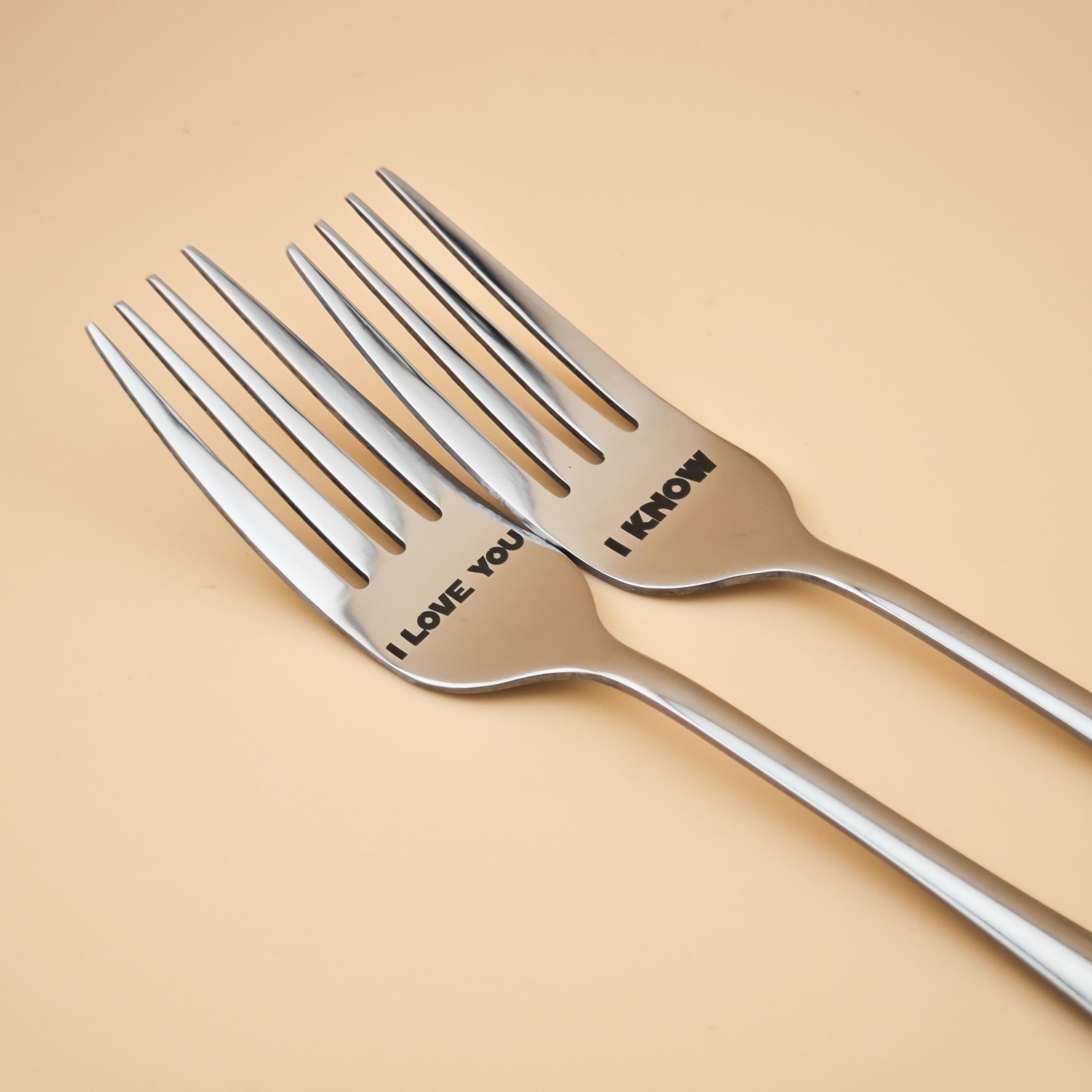 I LOVE YOU/I KNOW Pair of Forks For Couple 7.9" Laser-engraved Fork With Gift Box, Valentine Gift For StarWars Fans — Amazon image 2
