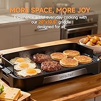 Vista 2 de Cleansnap Everyday - Parrilla eléctrica antiadherente de 20 pulgadas con escudo plegable antisuciedad, calentamiento rápido de 1700 W, revestimiento