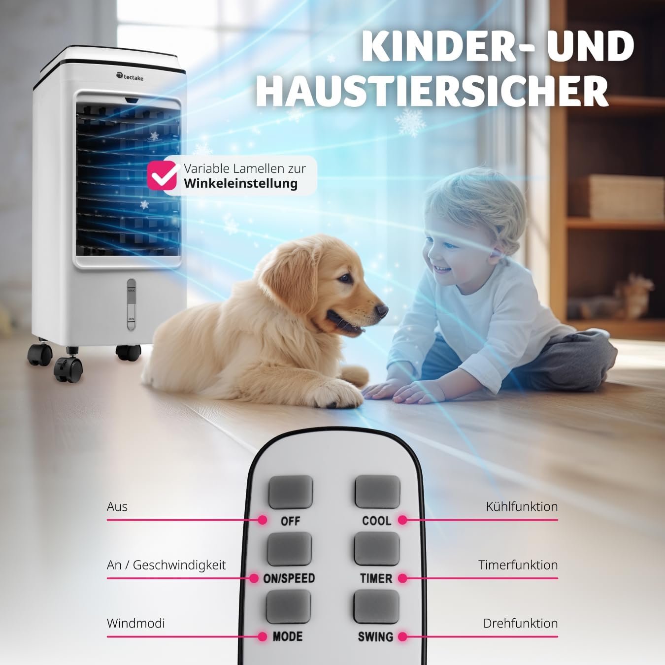 Remote control functions for tectake air cooler