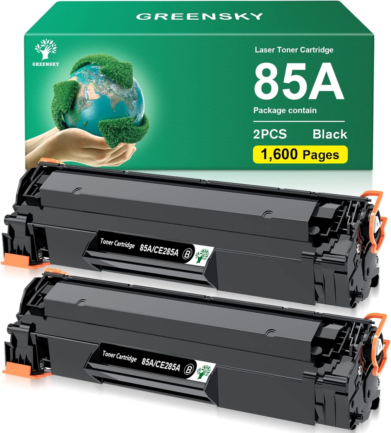GREENSKY Compatible Toner Cartridge Replacement for HP 85A CE285A HP85A for HP LaserJet P1102W 1102W P1109W M1212NF MFP P1005 P1006 M1217NFW Printers (Black, 2-Packs)