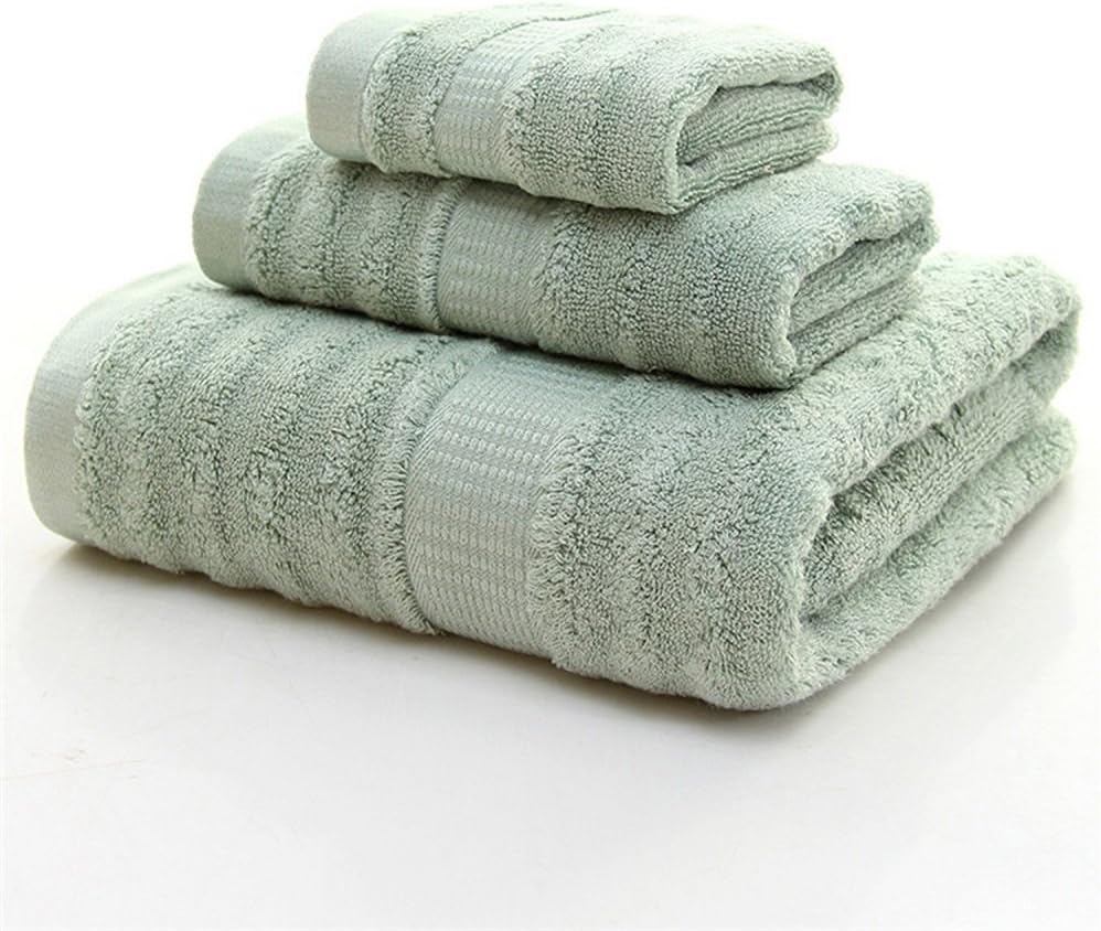 Bamboo Luxurious 3 PieceTowels Set | Ultra Soft, Absorbent and Antimicrobial 600 GSM (Bath Towel, Hand Towel and Face Towel) Perfect for Daily Use and Gifting (Olive Green)