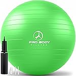 ProBody Pilates Exercise Ball - Multiple Sizes Gym Grade Balance Ball for Fitness, Workout, Pregnancy & Physical Therapy, Stability Yoga Ball Chair (Green, 55 cm)