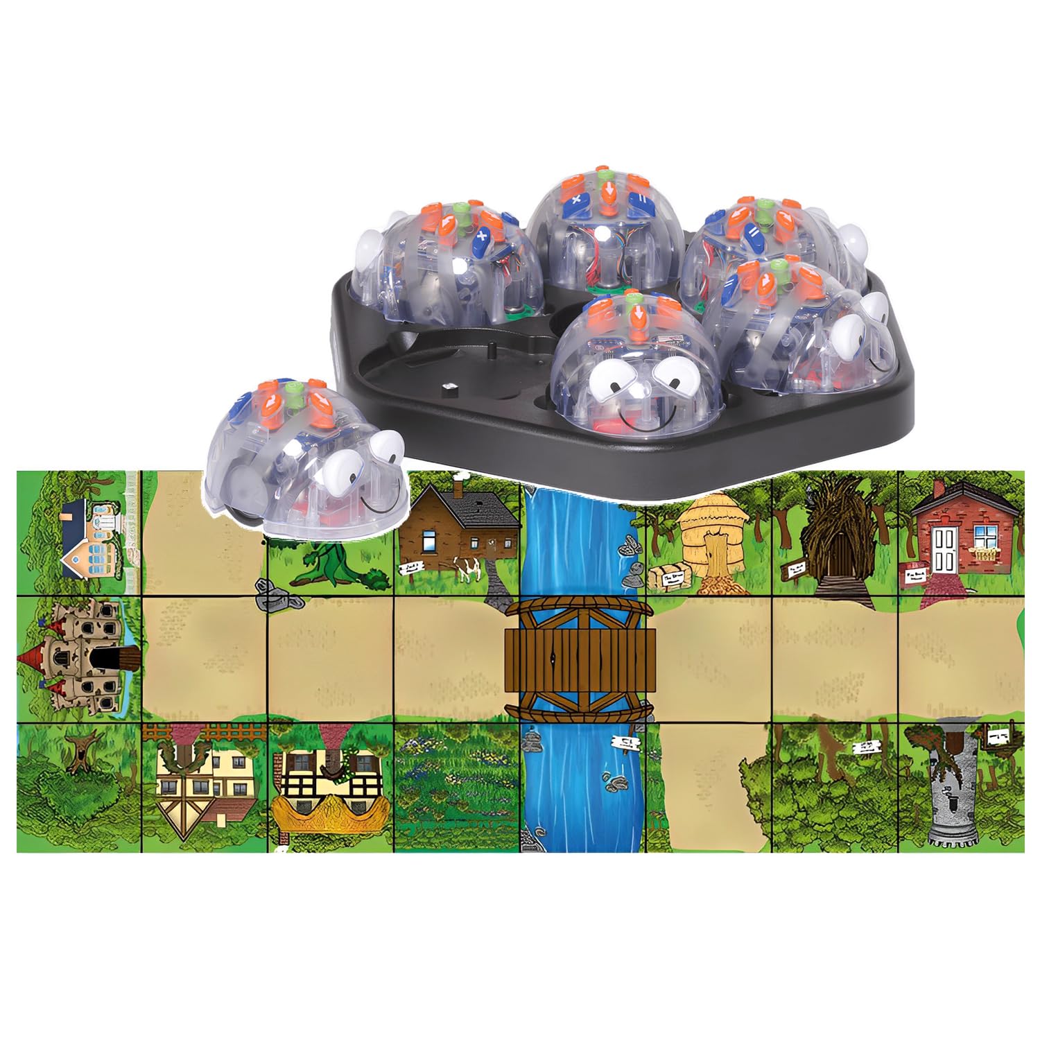 6 See & Say Blue Bot Coding Robot with 1 Fairy Tale Mat and Free Docking Station Bundle Pack, Educational STEM Programming Classroom Teaching Robotics