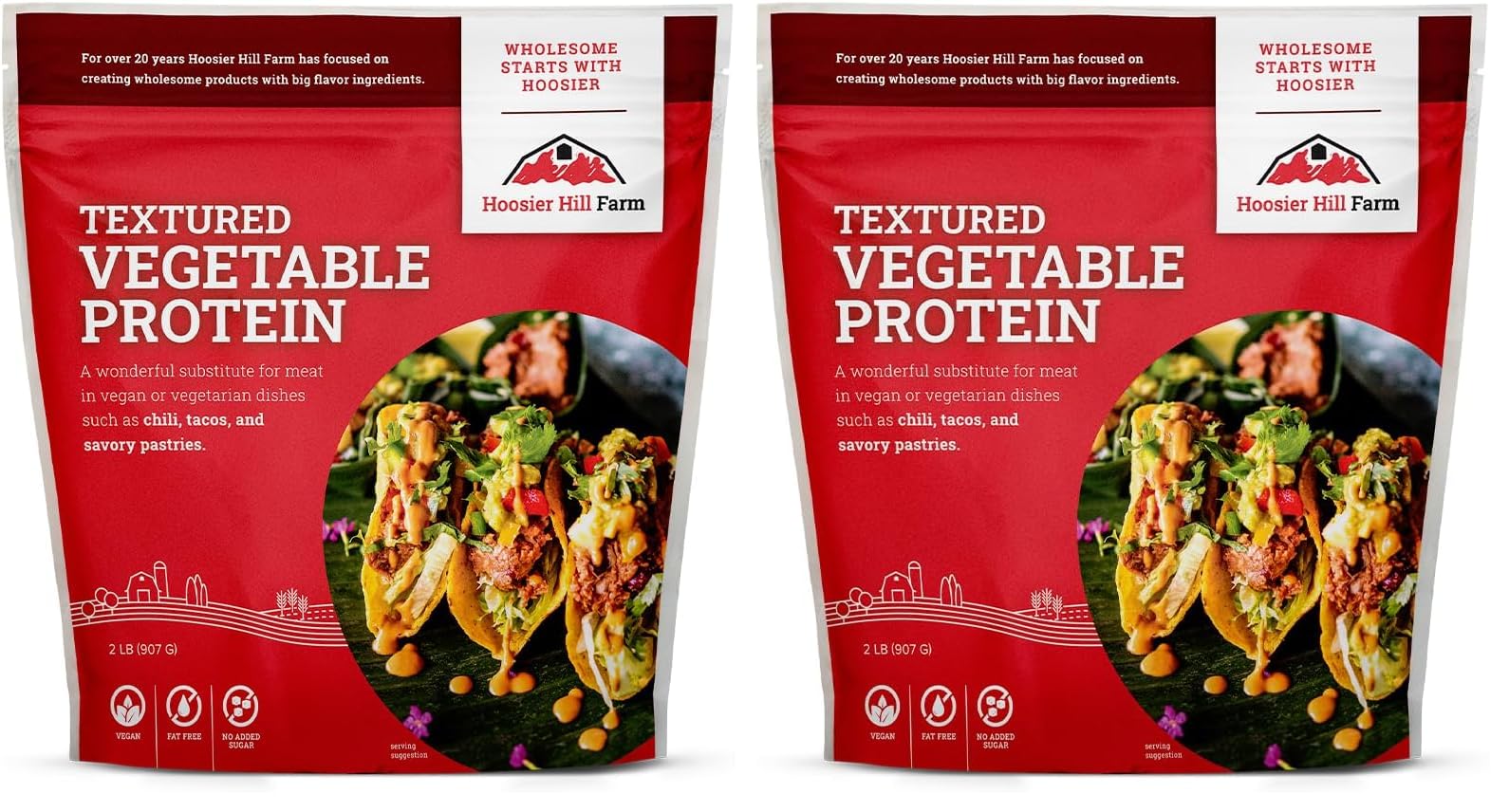 Hoosier Hill Farm Textured Vegetable Protein, 2LB (Pack of 2)