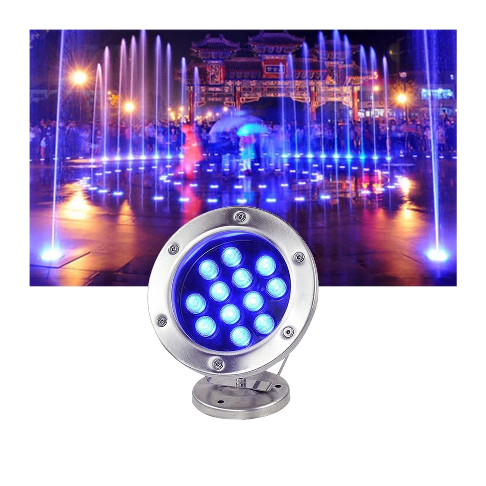 24w Luce Subacquea LED Luce Stagno 12-24V IP68 Luce Impermeabile Paesaggio Acquatico for l'illuminazione Giardino, Patio, dell'acquario e Piscina (Blue)