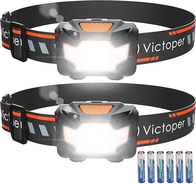 Running Head Torch - Super Bright Head Light Lightweight Headlamp with Adjustable 4 Modes IPX5 Waterproof Running Fishing Camping Hiking Kids Adults 2 Pack [Energy Class A+++]