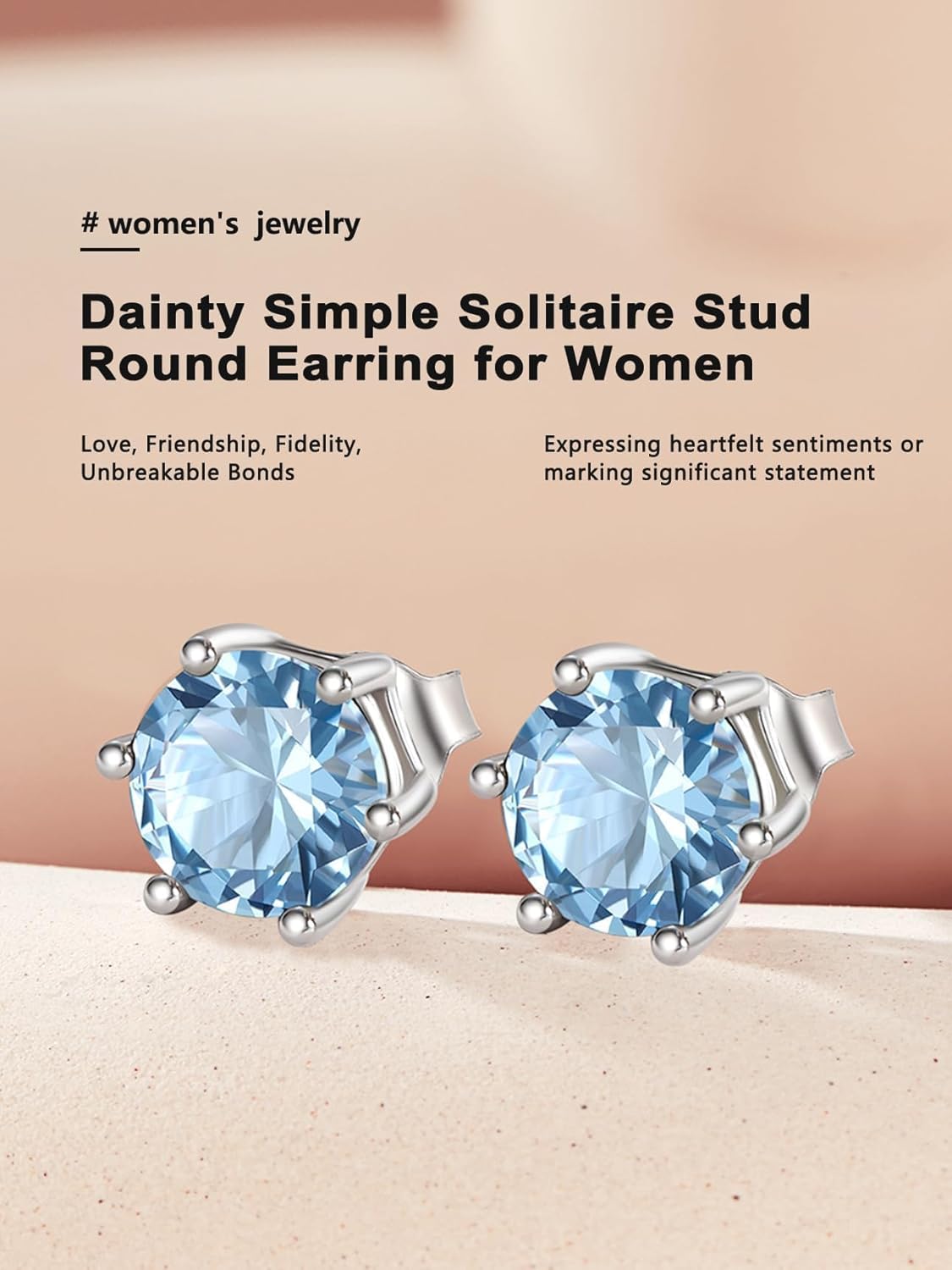 Bestyle 925 Sterling Silver 2CT Birthstone Stud Earrings for Women, Hypoallergenic Heart/Round/Square Cubic Zirconia Earrings Dainty Jewelry Gifts for Birthday,Christmas,Valentine's Day