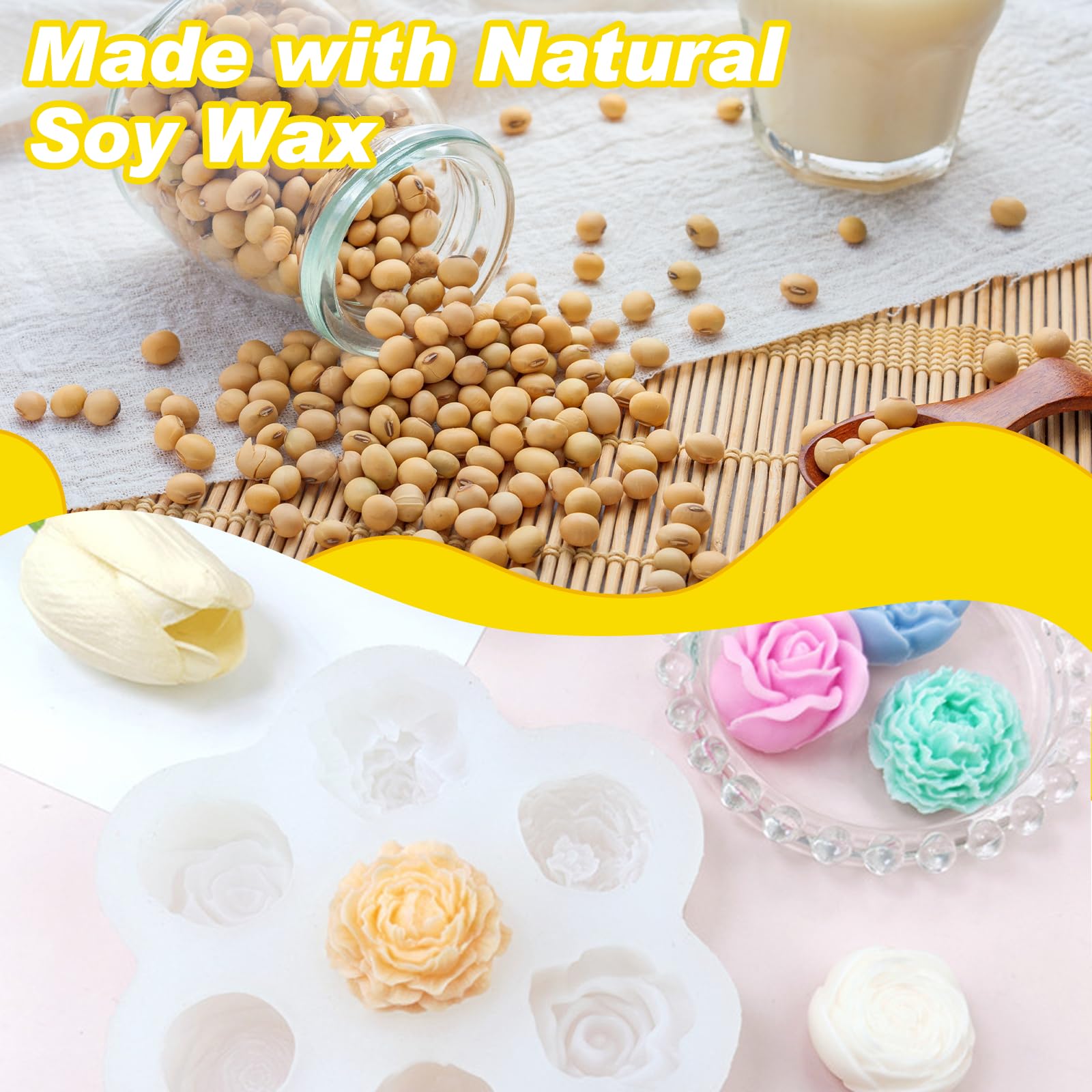 UCAMP Stampi Per Candele In Silicone,6 Pezzi Stampi Per Candele Fai Da Te,Stampo In Silicone A Forma Di Fiore,Stampo Per Candele Fai Da Te Per Artigianato,Candela Profumata,Sapone