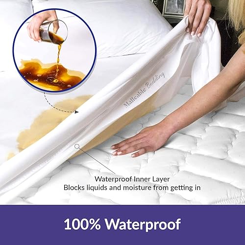 Miniatura 3 de Split California King - Protector de colchón impermeable ultra suave estilo sábana bajera cama dividida de 21 pulgadas de profundidad 100 algodón de