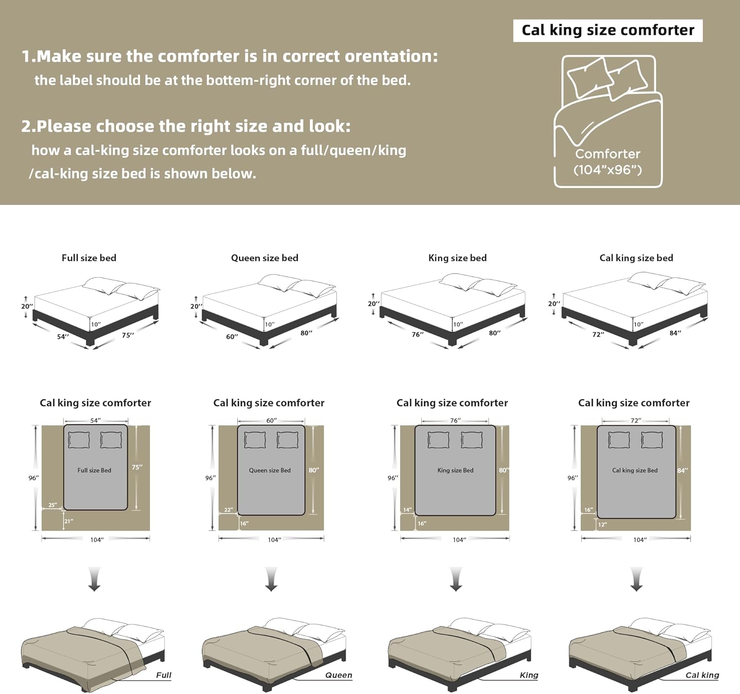 Litanika California King Comforter Set Oatmeal, 3 Pieces Tufted Boho Farmhouse Bedding Comforter Sets, Lightweight Fluffy Comforter Bed Set for All Season (104x96In Comforter and 2 Pillowcases) - Image 7