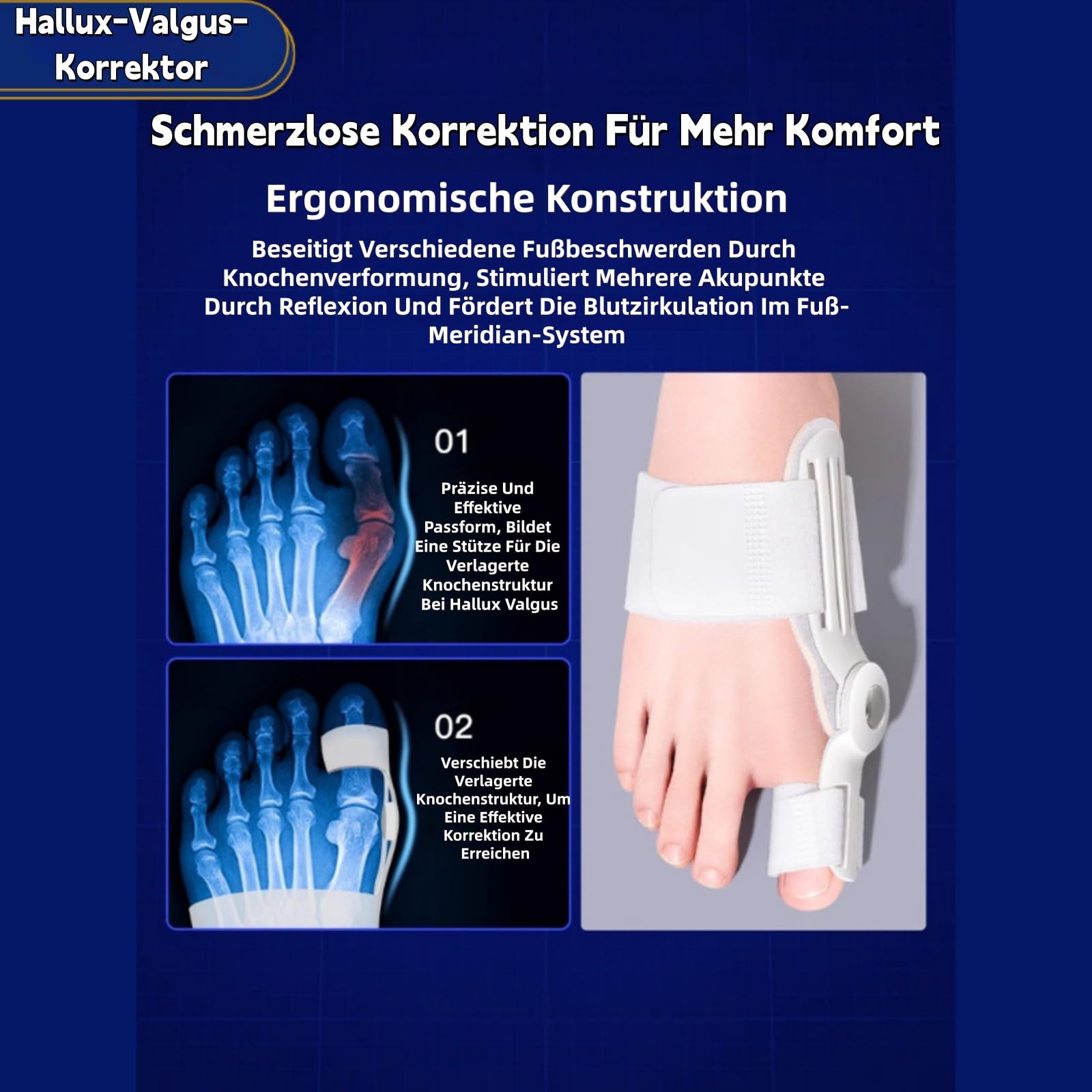 Hallux Valgus Schiene Ballenzeh Korrektor mit Drehknopf für Großzehen-Ausrichtung & Schmerzlinderung Universalgröße(1 Stück) (Universalgröße)