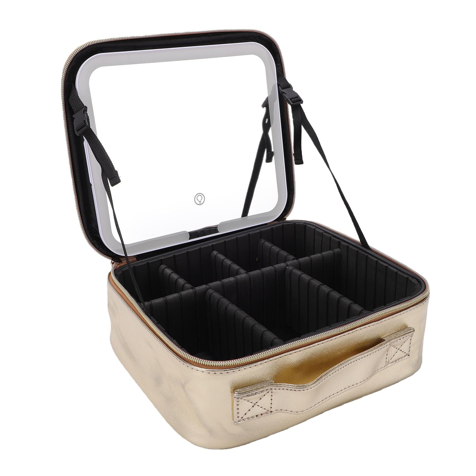 Trousse Maquillage avec Miroir LED, Cuir PU, Imperméable