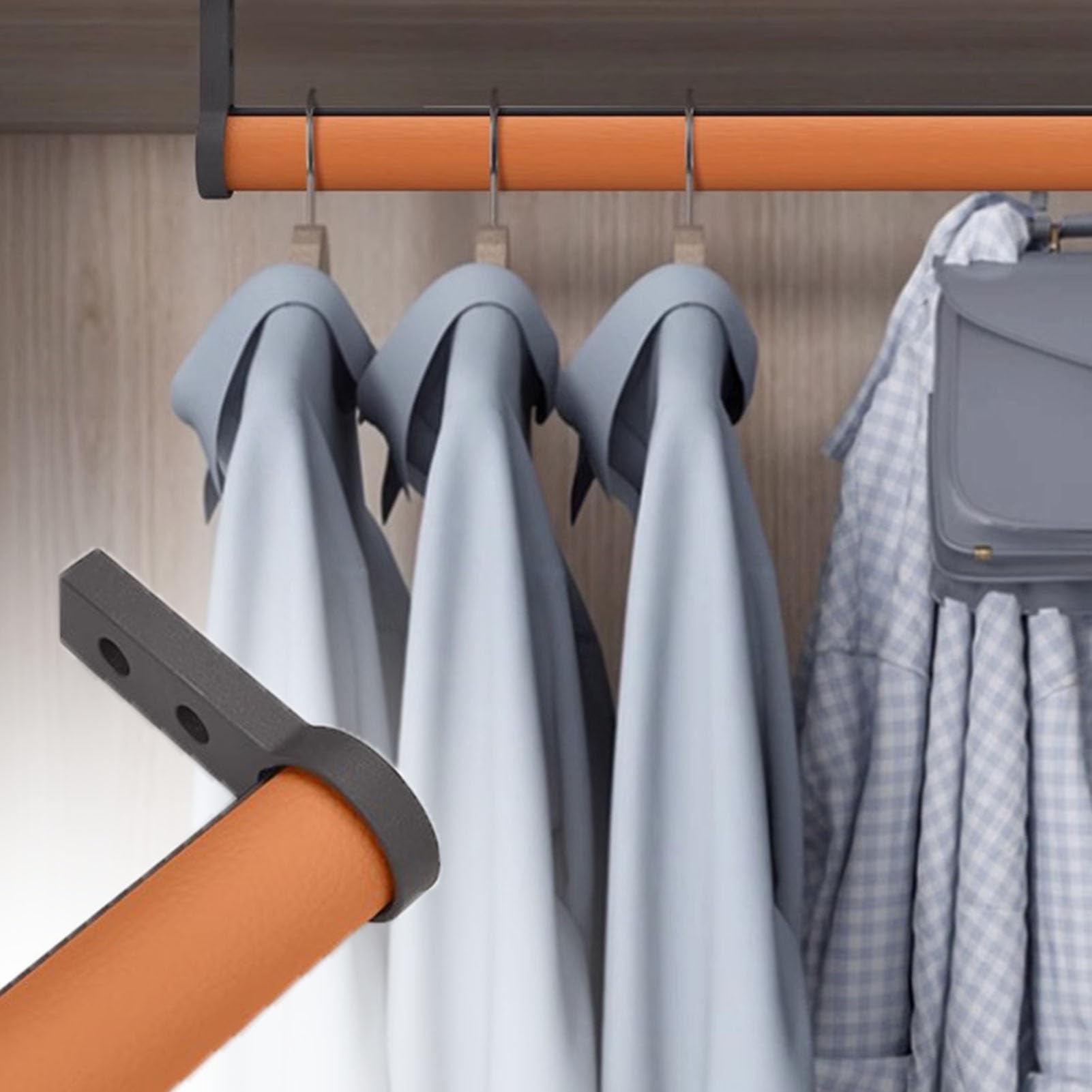 wardrobe rail 1 1/8 In Dia Metal Closet Clothes Rods, Heavy Duty Wardrobe Hanging Tube with Leather Cover(Color a,130cm(51 1/8 in))