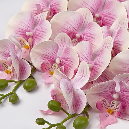 Vista 15 de DILATATA Orquídea Phalaenopsis floreciente de 31.5 pulgadas de alto, orquídea artificial de tacto real con 9 flores grandes, orquídeas falsas