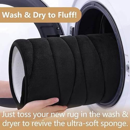 Miniatura 6 de Buganda Tapete de baño de espuma viscoelástica de 24 x 16 pulgadas, extra suave y absorbente, antideslizante y lavable a máquina, para suelo de