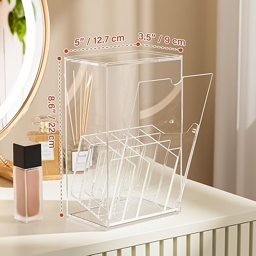 Miniatura 6 de Udefineit Soporte para brochas de maquillaje acrílico, 17 ranuras, organizador de brochas de maquillaje con diseño de inclinación abierta, estuche
