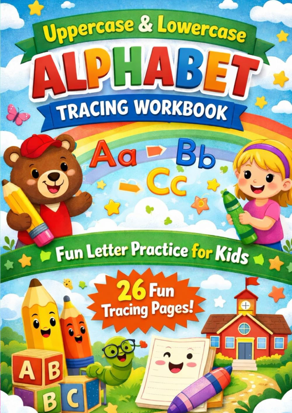 Uppercase & Lowercase Alphabet Tracing Workbook: 26 Pages of Fun Letter Practice for Kids: Learn to Write A-Z with Engaging Tracing Worksheets for Preschoolers and Kindergarteners
