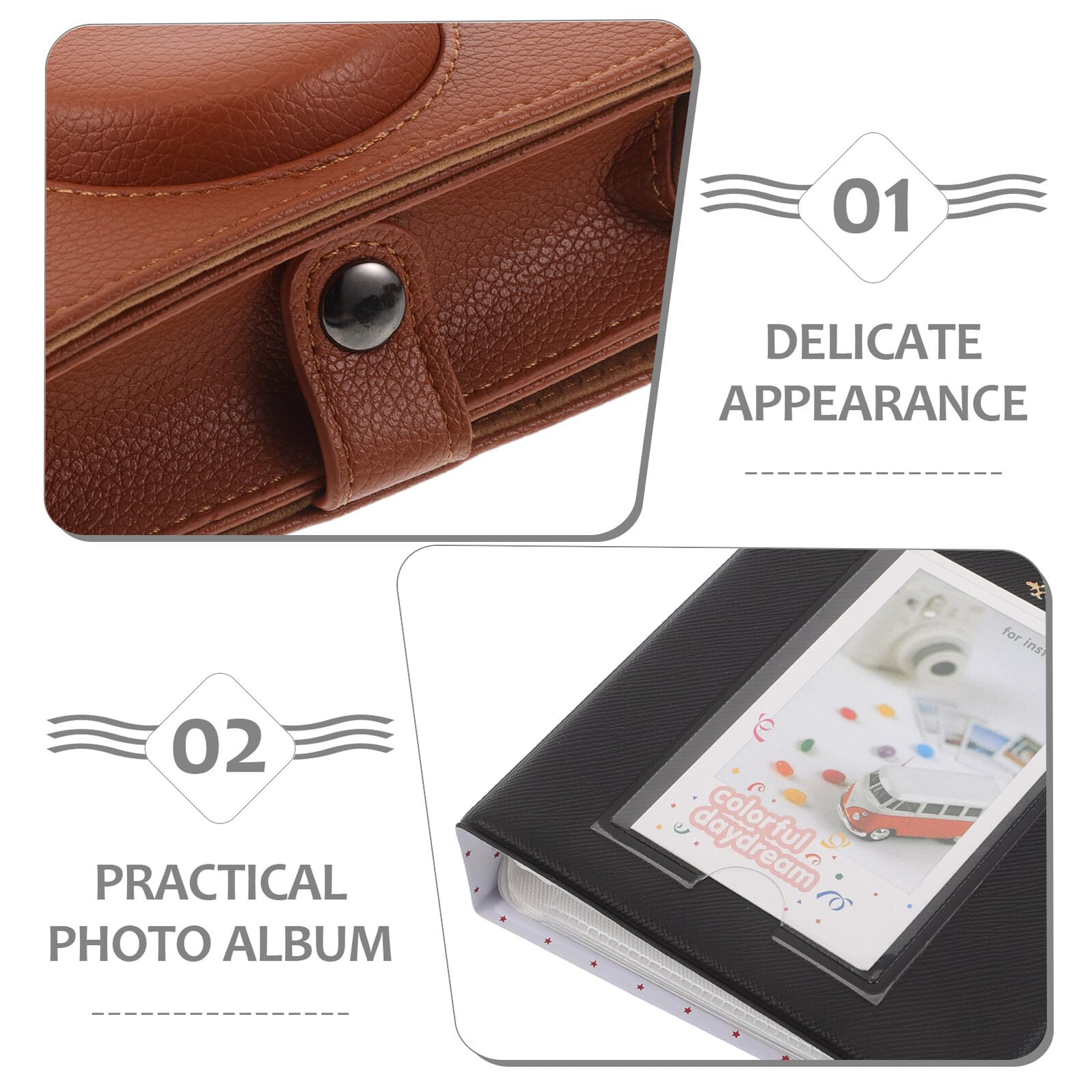 Set Custodia Protettiva per Fotocamera Istantanea Mini in PU Marrone con Tracolla Regolabile Pellicola in Vetro Temperato e Album Fotografico per Stampa Istantanea Borsa